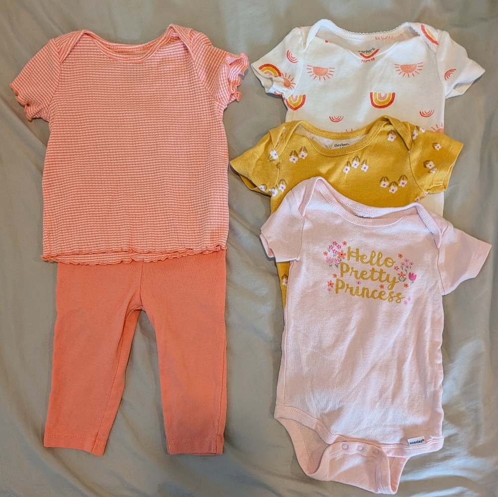 6-9 Month Yellow And Pink Girl Bundle